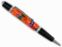 Orange Polymer Clay w/ Purple Flowers - 1081