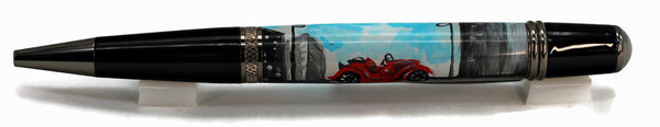 Hand Painted Red Convertible - 1089